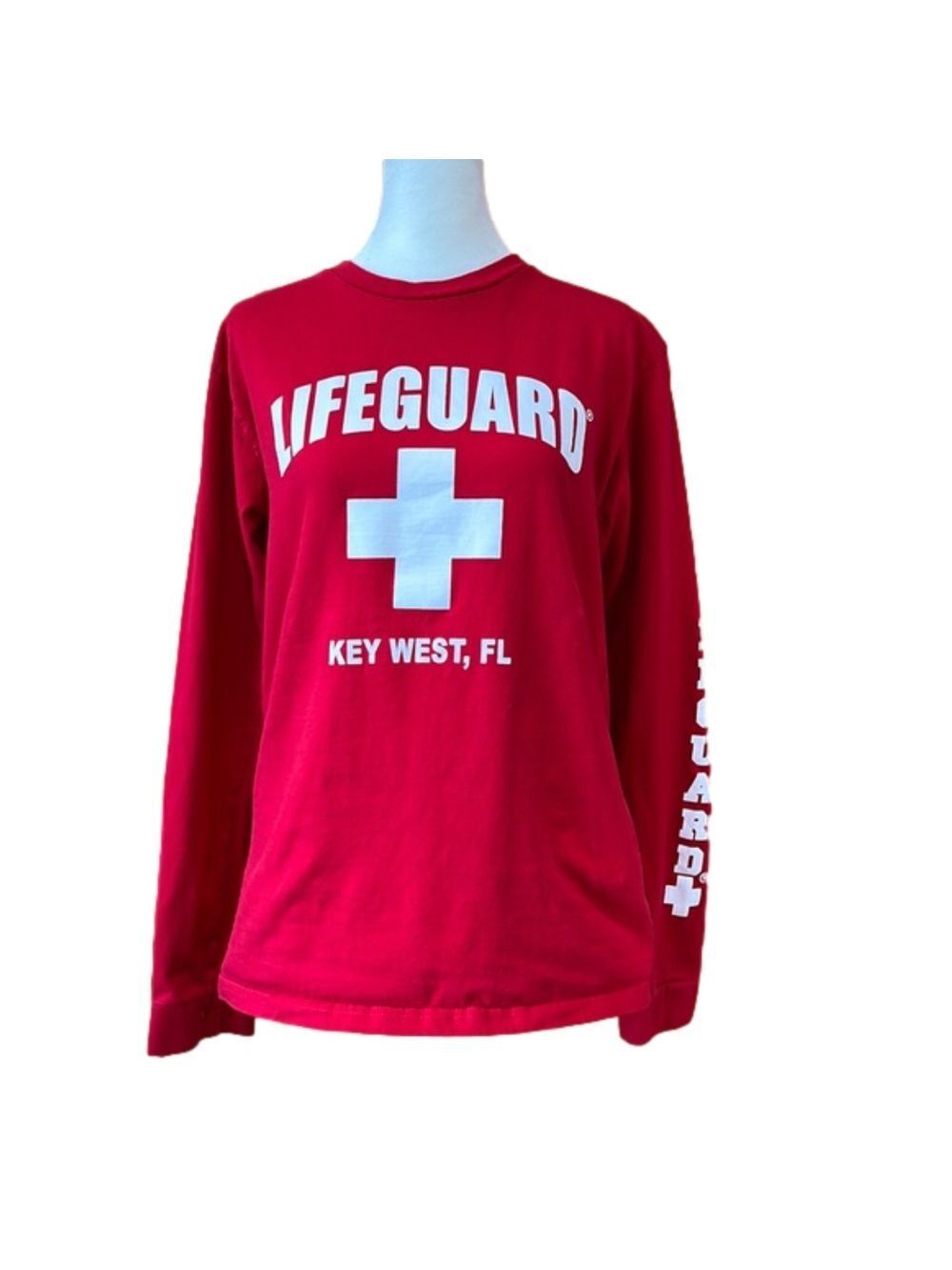 Lifeguard Key West Florida Red Long Sleeve Shirt Small